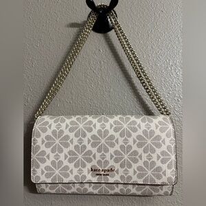 Kate Spade Cream and Gray Floral Flap purse